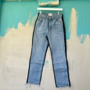 REVICE Light Blue Cropped Jeans Two Tone Black‎ Casual Fit Made In USA Size 28